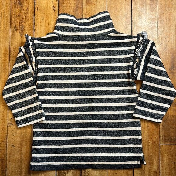 Crewcuts Girls size 4 to 5 Sparkly Blue and White Striped Long Sleeve Shirt - Picture 4 of 4